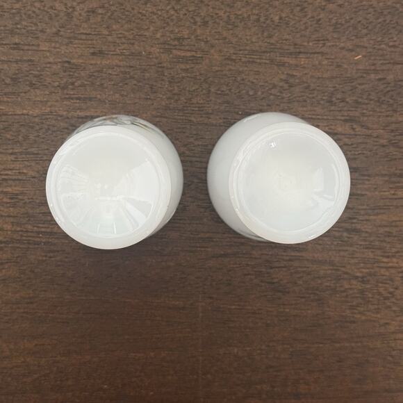 Vintage French Milk Glass Egg Cups Set of 2 White Floral Pattern Narcisse France - Picture 10 of 11